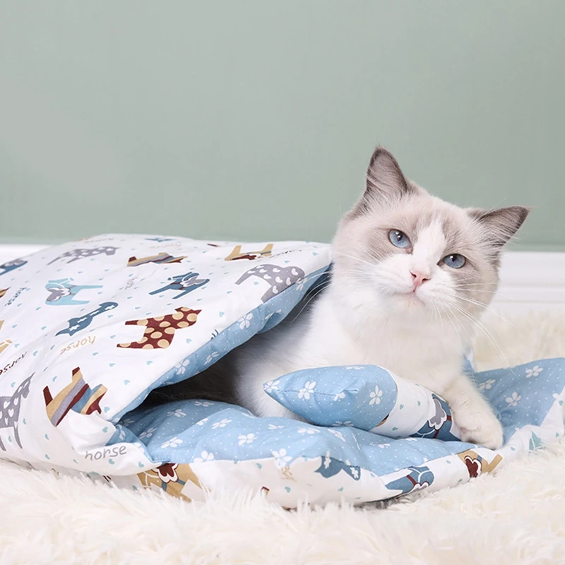 

Cat Sleeping Bag Cat Winter Warm Mat Pet Kennel Dog Mat Thickening Sleeping Bag Nest Pet Closed Removable Washable