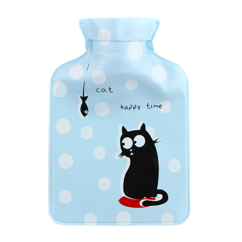 Black cat 2 шт. мультяшная ручная Теплая бутылка для воды мини грелка для рук для девочек портативная ручная сумка для ног сумки для горячей воды - Цвет: Black cat