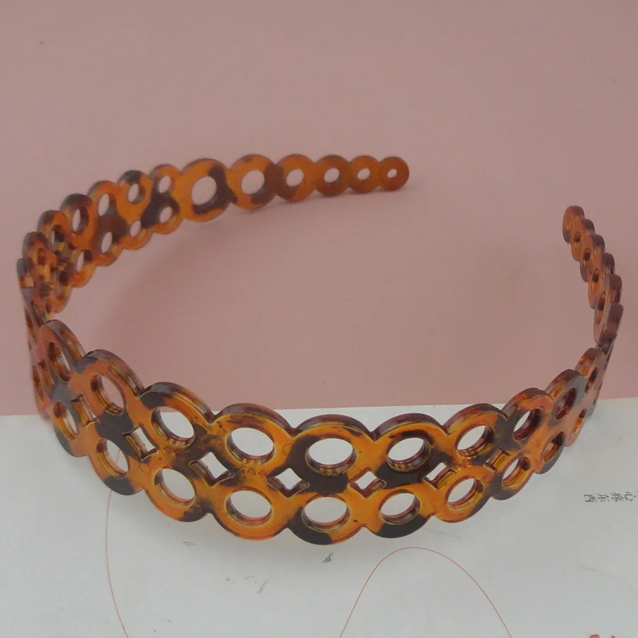 Coffee headband 10 шт. 3,0 см два ряда филигранные круги пластиковые обручи для женщин девочек обручи для волос Нескользящие ободки для девочек черный коричневый кофе - Цвет: Coffee headband