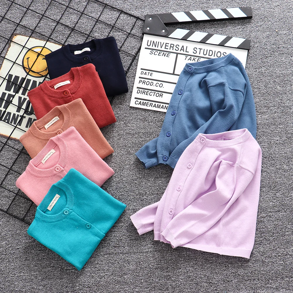 

Baby Girls Sweater Toddler Boy Candy Colors Cardigans Knit Long-Sleeve Warm Wool Sweater Spring/Autumn School Basic Kids Sweater