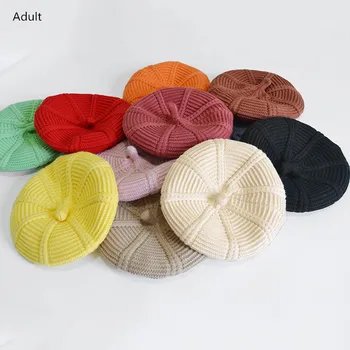 

Fashion Adult Beret Hat Cap Women Winter Warm Bonnet Femme Hiver Hats Solid Woolen Crochet Knit Cap шапка женская зимняя