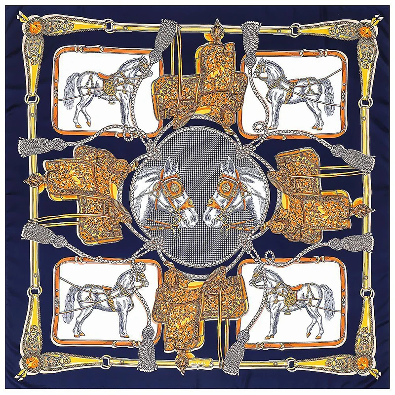 2021 New design brand Women\'s silk scarf 130cm*130cm printed twill large square scarf shawl wrapped lady\'s scarf Farad