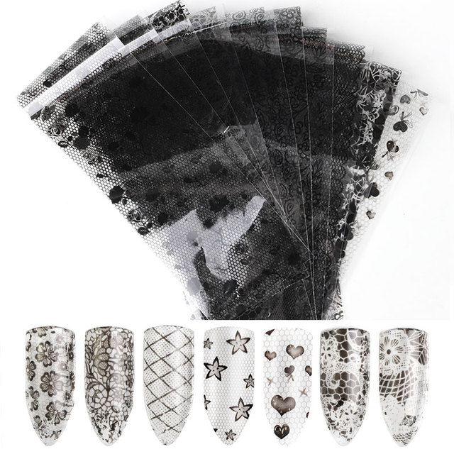 pieces Set Nail Leaf Stickers Varnish Mix Rose Flower Transfer Foil Nails Decal Cursors For Nail Art Decoration Manicure Desi