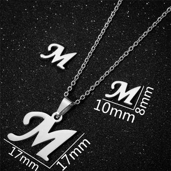 

10Sets Bulk Alphabet Jewelry Set Gold Chain 26 26 Letters Initial Necklace Earrings Sets For Women Bridesmaid Gift