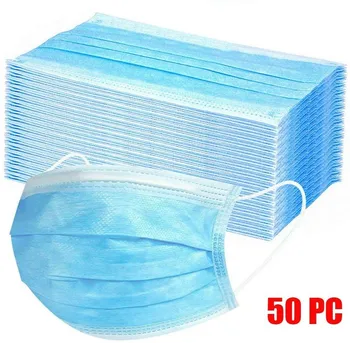 

50PC Disposable Face Mask 3Ply Ear Loop masque maske cover Personal Health Care Respirator breathable Face Mouth Mask Маски