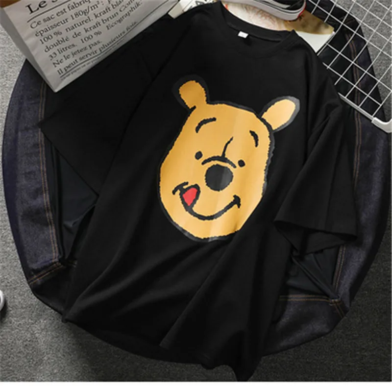 Harajuku плюс размер медведь женские футболки kawaii мультфильм печати короткий рукав женская футболка Женские повседневные топы тройник