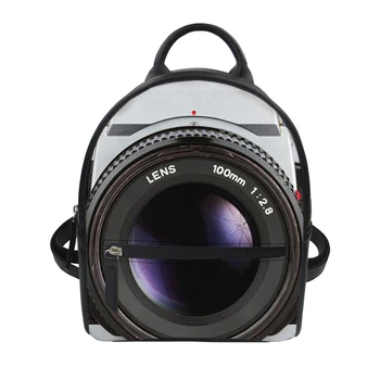 

Customzied Camera Backpack For Teengaer Girls 3D Pu Leather Women Small School Rucksack Bus Print Daily Use Daypack Travel Bags