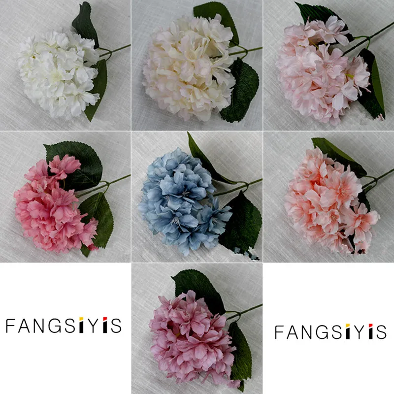 DIY 웨딩 꽃꽂이 파티 용품 레트로 가을 수국 꽃다발 인공 꽃 방 홈 장식 사진 소품