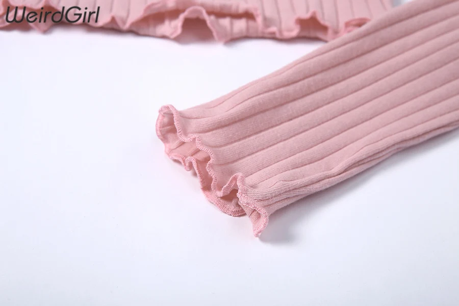 Weirdgirl розовые толстовки женские осенние новые длинные рукава Harajuku короткий модный топ тонкие эластичные броские пуловеры женские толстовки