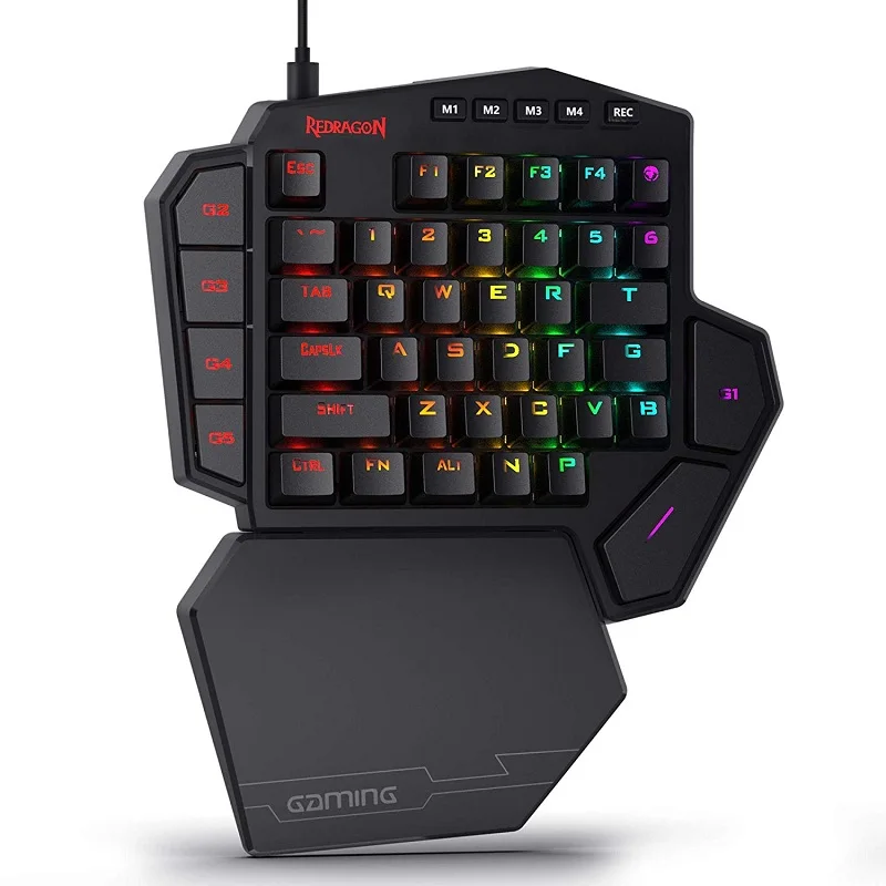 Дешево Redragon K585 DITI с одной рукой RGB Механическая игровая клавиатура 42 клавиши синий переключатель LED левая рука мини клавиатура для мобильных игр