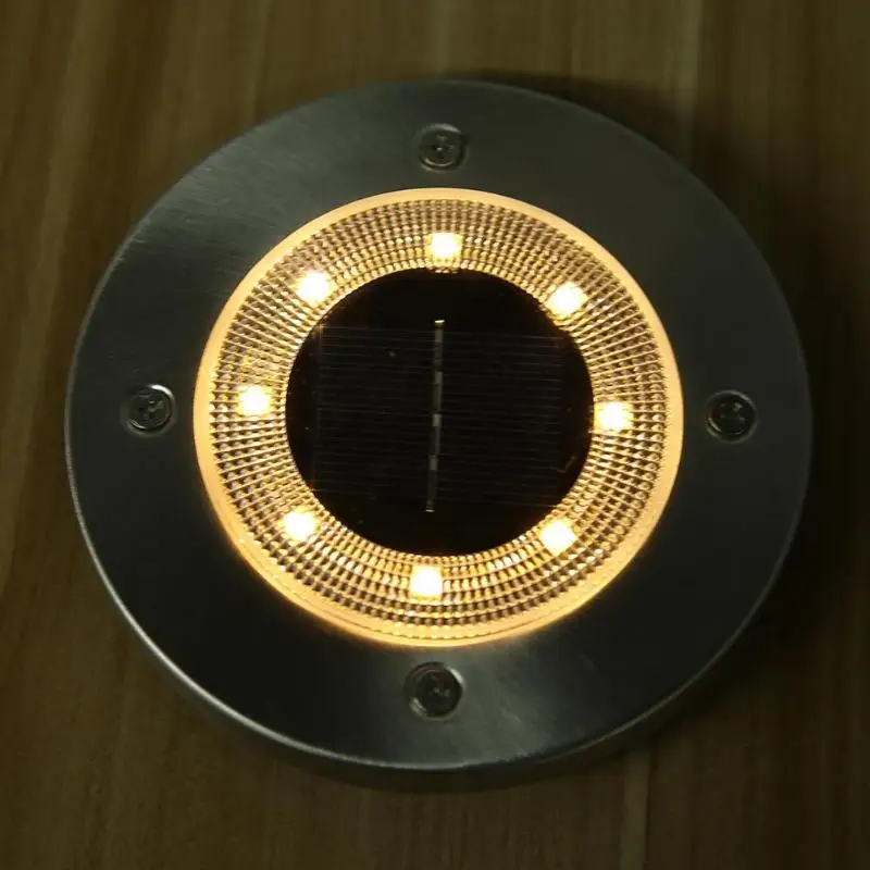 4 шт. 8LED Солнечный домашний садовый настил газон похороненный теплый/холодный белый наземный светильник Открытый водонепроницаемый путь двор подземный светильник