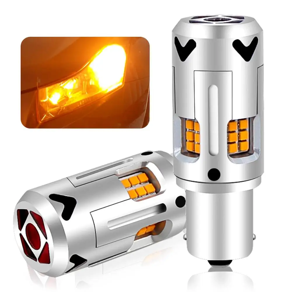 

2pcs 1156 BA15S P21W LED Canbus PY21W No Error 26W 3000Lm BAU15S No hyper flash 12V Amber Turn Signal Lamp 2021 Chip Super Brigh