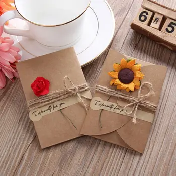 

Valentine's Day Kraft Paper Artificial Flower Greeting Card (Small Orange Daisy) Event Party Cards Invitations