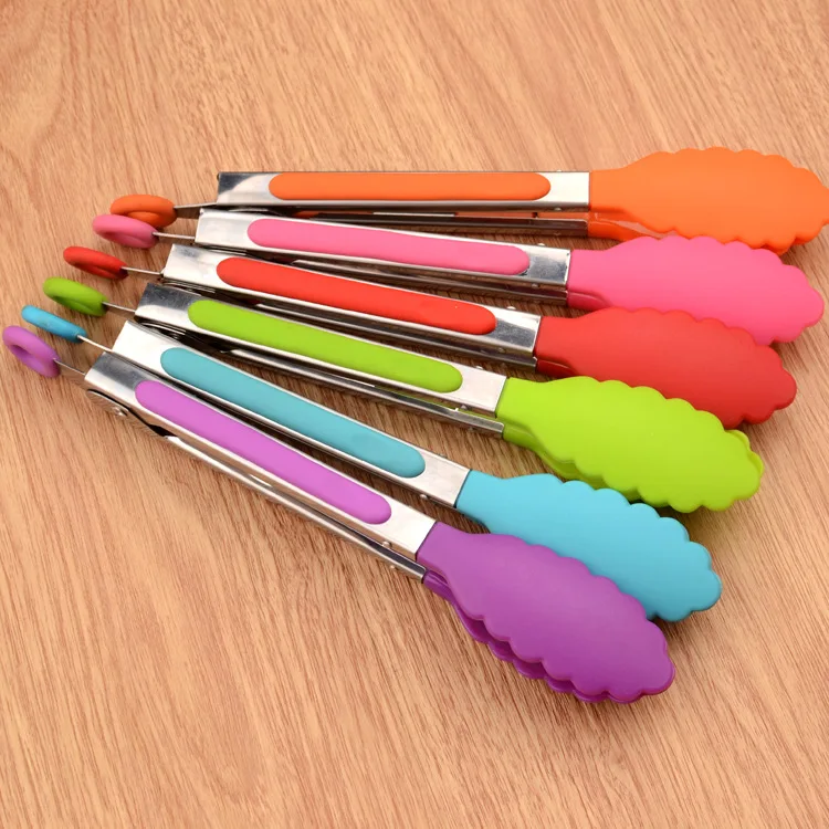 8 Inch Silicone BBQ Salad Bread Serving Non-Stick Kitchen Barbecue Grilling Cooking Tong with Joint Lock | Дом и сад