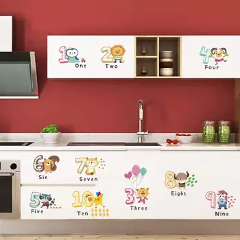 

Number Wall Stickers Children Room Background Wall Decoration Cartoon Animal Sticker Kindergarten Teaching Self-sticking Paper