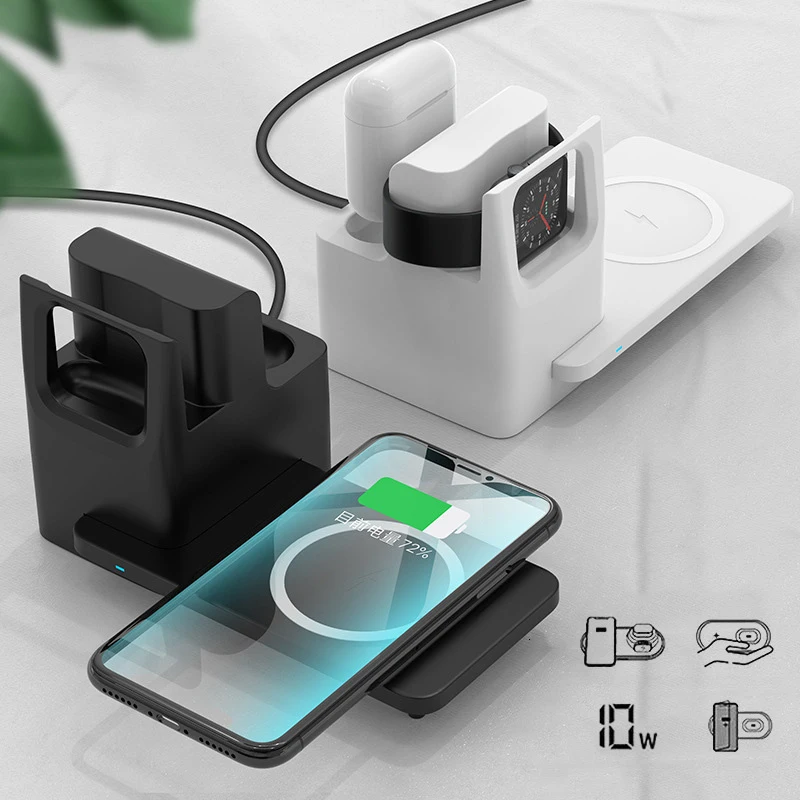 3 in1 Wireless Charger For iPhone 11 Xs AirPods Apple Watch headphones Wireless Charging Stand for iWatch iPhone 11Pro Xr Xs Max