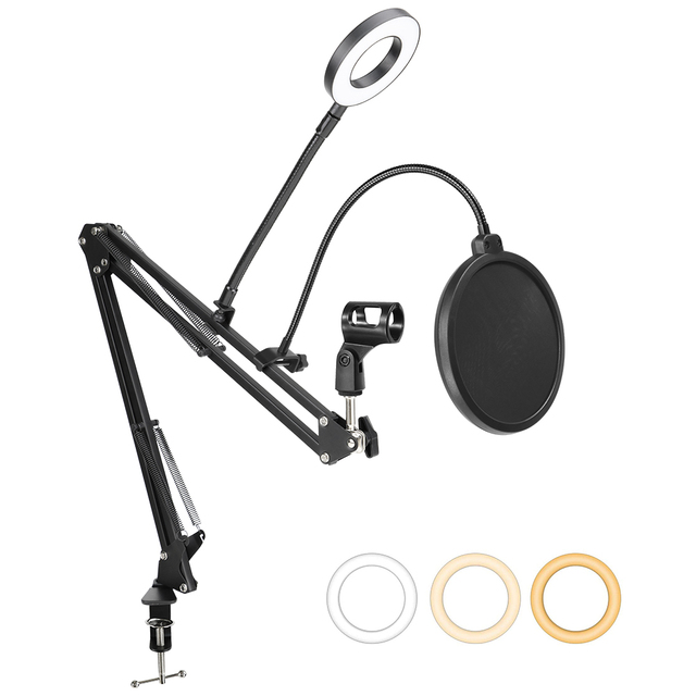 800 Microphone Adjustable Suspension Arm Stand Clip Holder and Table Mounting Clamp With Pop Filter for bm800 Microphone