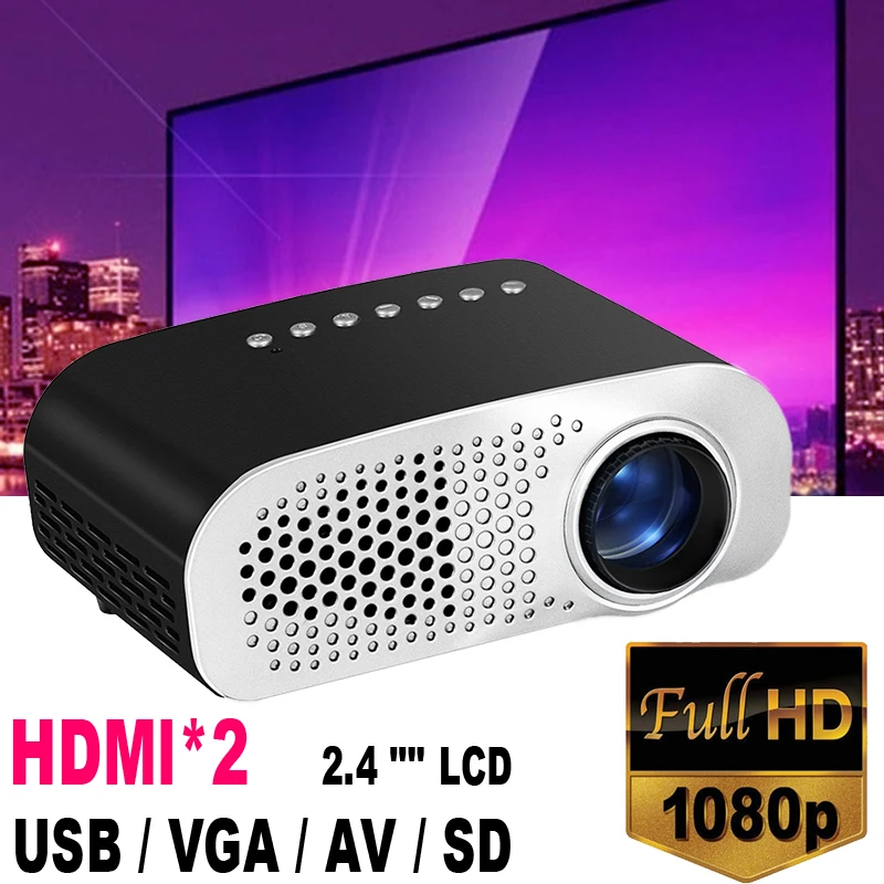 GP802A портативный умный проектор мультимедийный домашний USB TF AV медиаплеер Поддержка 1080P ЖК-проектор двойной HDMI порт кино