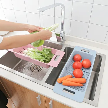

Kitchen Retractable Sink Drain Basket Plastic Dish Rack Sink Filter Water Basket Fruit Vegetable Basket Kitchen Sink Drain Case