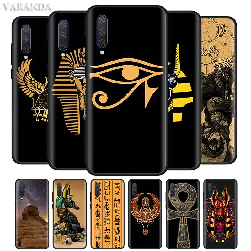 

Egypt Nefertiti Anubis Ankh Pharaoh Cases for Xiaomi Mi Note 10 CC9 9T 9 Pro 5G SE 8 A3 A2 Lite 5X 6X F1 Black Silicone Soft Cov