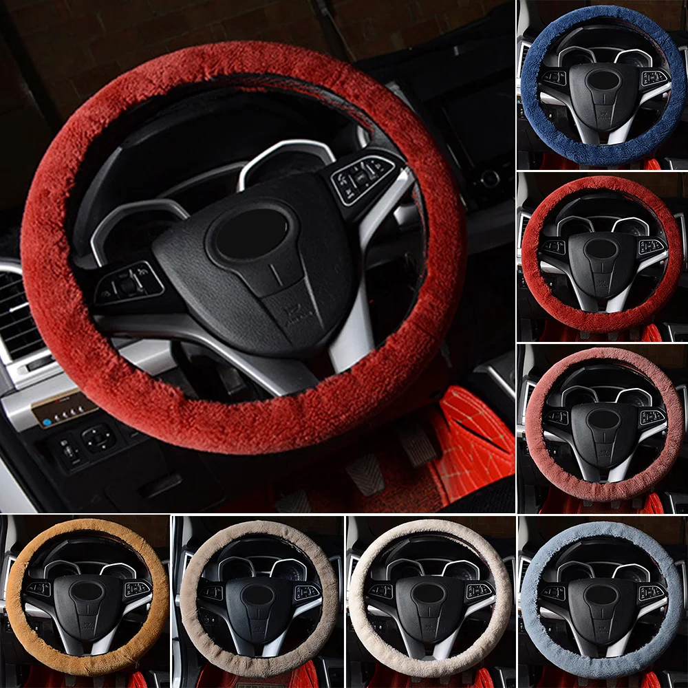 1x шерсть пушистый чехол рулевого колеса автомобиля мягкая защита Decorarion Удобная