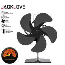 5 Blade Fireplace Fan Heat Powered Stove Fan Quiet Safe Aluminum Alloy Home Fireplace Heating Fan Efficient Heat Distribution