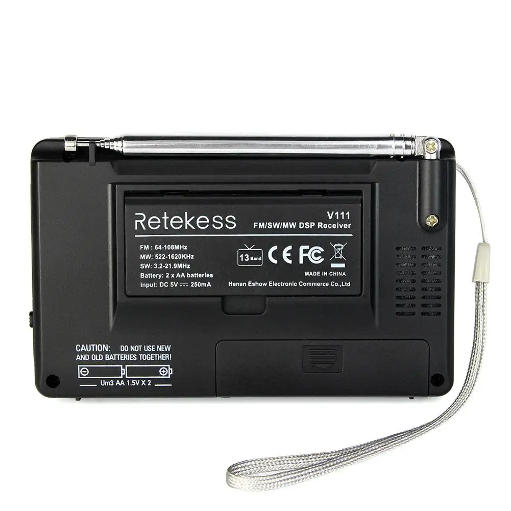 RETEKESS V111 портативный FM радио DSP стерео MW SW LW портативный радио полный диапазон мир приемник Часы Будильник 9 кГц 10 кГц сигнал Аудио
