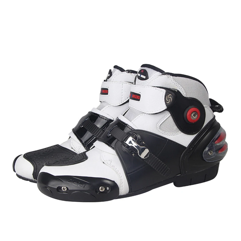 A9003-White PRO-BIKER/скоростные ботильоны с защитным механизмом; ботинки в байкерском стиле; обувь в байкерском стиле для езды на мотоцикле; гоночные ботинки для мотокросса; цвет черный, красный, белый - Цвет: A9003-White
