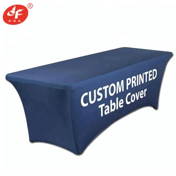 

48” 96” Stretch Fabric Table Cloth Tablecover With Custom Logo Print For Products Promotion Banner