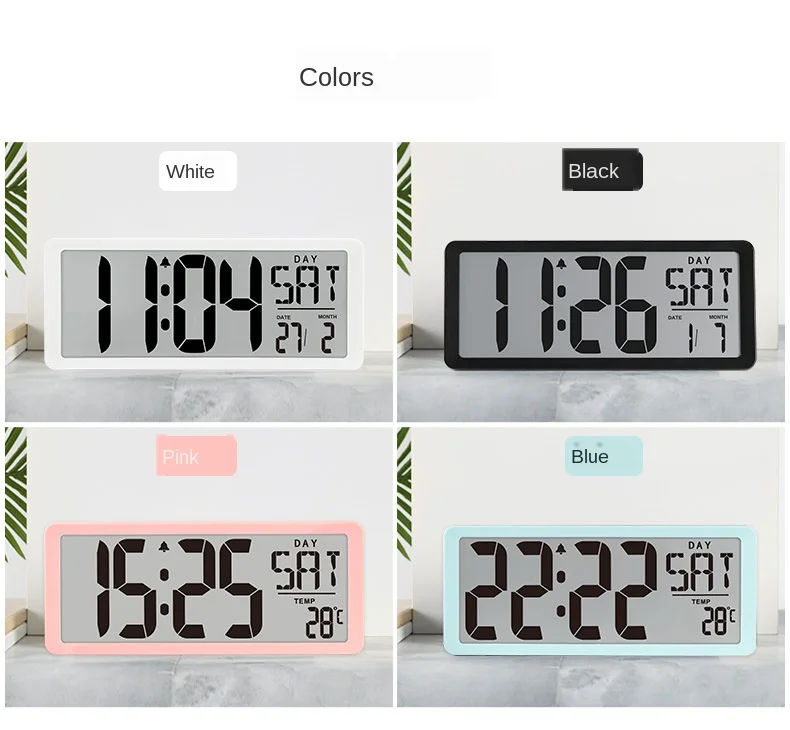 LED Digital Wall Clock Large Number Time Display Alarm Clock with Date Temperature Table Desk Watch Electronic Clocks Home Decor