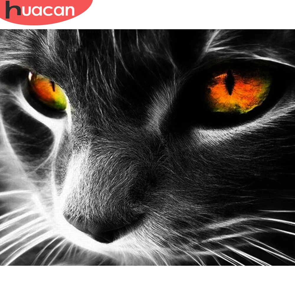 HUACAN картинки по номерам Кошка Животное ручная роспись Картина маслом DIY подарок