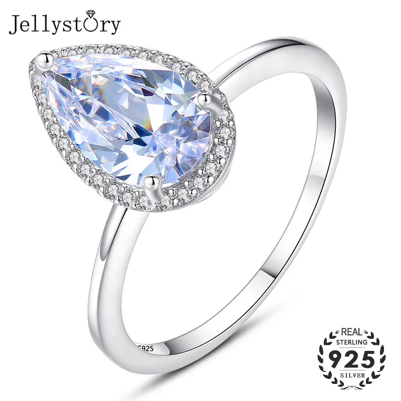 Jellystory роскошные 925 пробы серебряные кольца для женщин овальная шпинель Циркон драгоценный камень кольцо Свадебная вечеринка ювелирные украшения подарок 2 цвета
