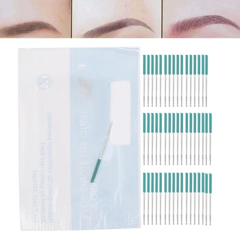 

50PCS Professional Eyebrow Tattoo Needles Microblading Pen Shading Blades Permanent Makeup Tattoo Supplies