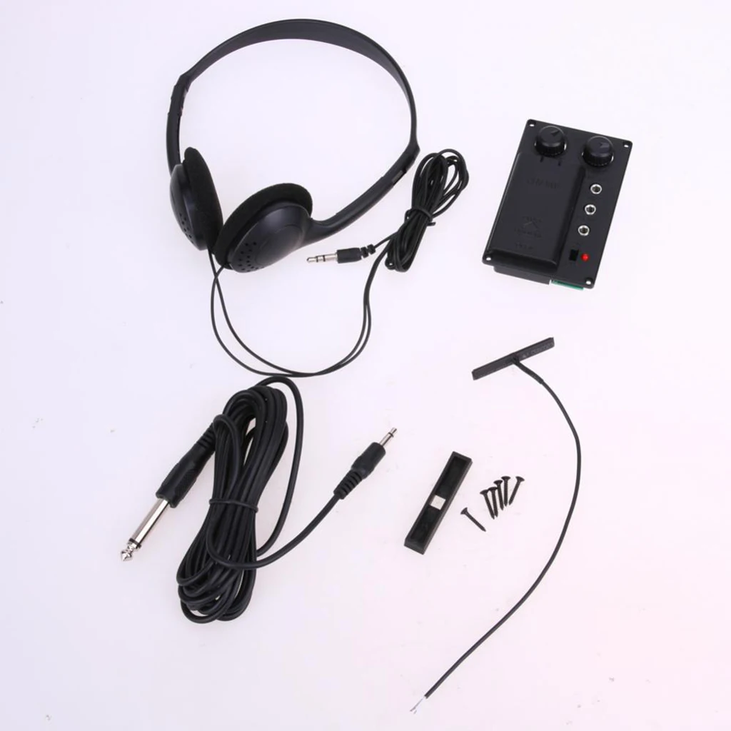Set Violin EQ Piezo Pickup Preamp w/ Headphone Plug For Electric Violin Instrumnent Accs