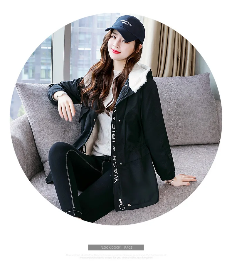 Зимний стиль, Модная приталенная Вельветовая куртка средней длины с вышитыми буквами, повседневное пальто в Корейском стиле