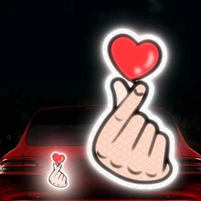 2 шт светоотражающие наклейки Мультипликация форма сердца руки креативные автомобильные наклейки царапины модификация украшение автомобиля Сделано с 3M