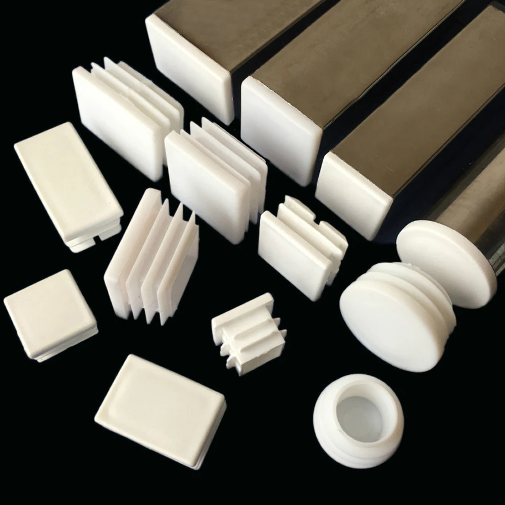 White Plastic Rectangle Blanking End Caps Cap Tube Pipe Inserts Plug Bung Steel 2/10/20pcs silicone rubber plugs pipe end cap rubber caps silicone rubber caps