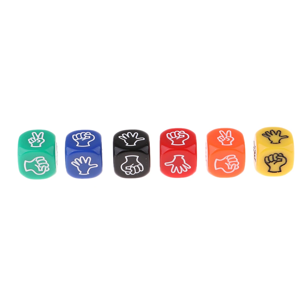 6Pcs Rock Paper Scissors Dice + Digital Dices Finger-Guessing Game Dice Set Board Game Dices Polyhedral Dices 