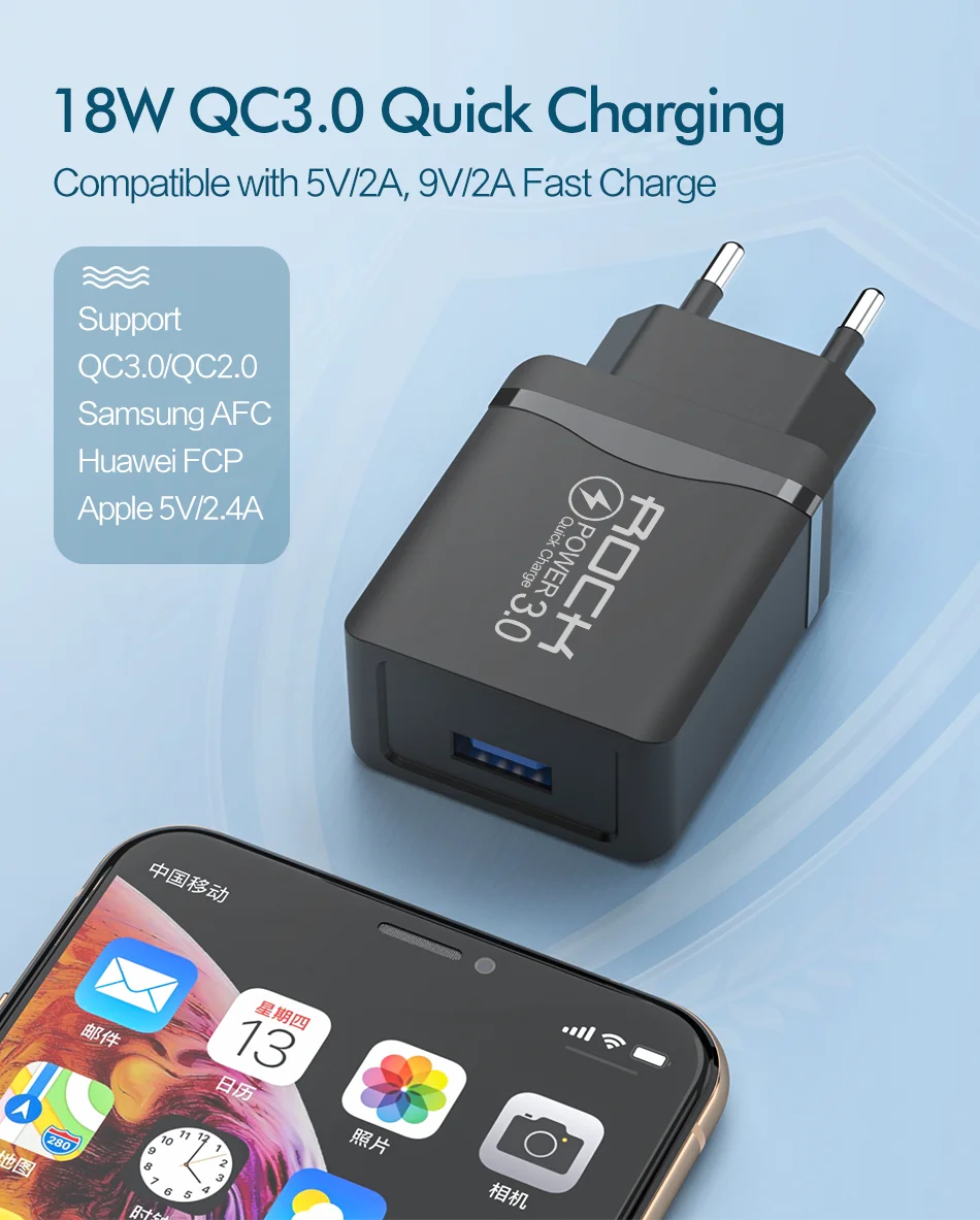 18 Вт QC 3,0 USB зарядное устройство быстрое зарядное устройство для телефона дорожный настенный адаптер QC3.0 FCP универсальный для Xiaomi iPhone samsung huawei EU штекер