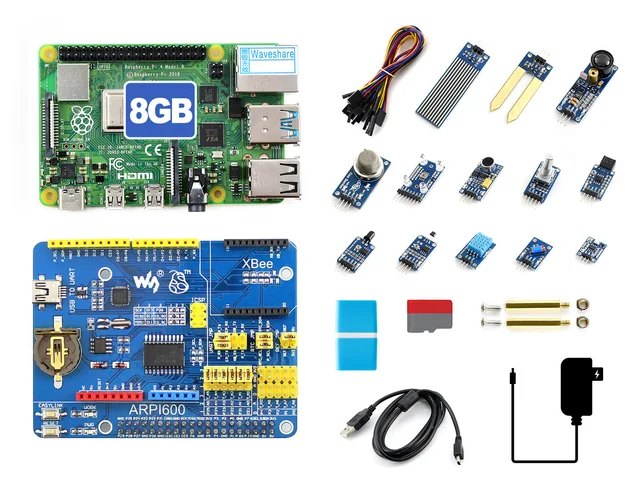 pzsmocn Sensor Kit,Includes ARPI600 Adapter Board,16GB Micro SD Card,Micro SD Card Reader,USB to Mini-B Cable,Suitable for Arduino Raspberry Pi 4 Model B 13 Species Sensor Kit. 