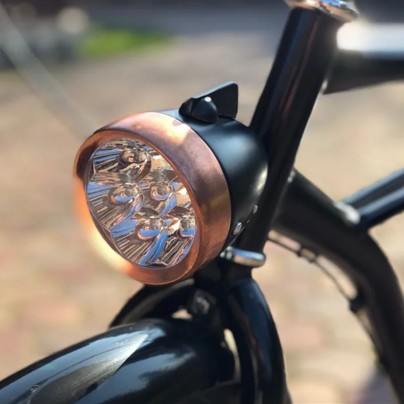 FREE-Retro Bike Riding Supplies Battery LED Lights / LED Bike Headlight / Bicycle Light Copper / Front Headlights Q039