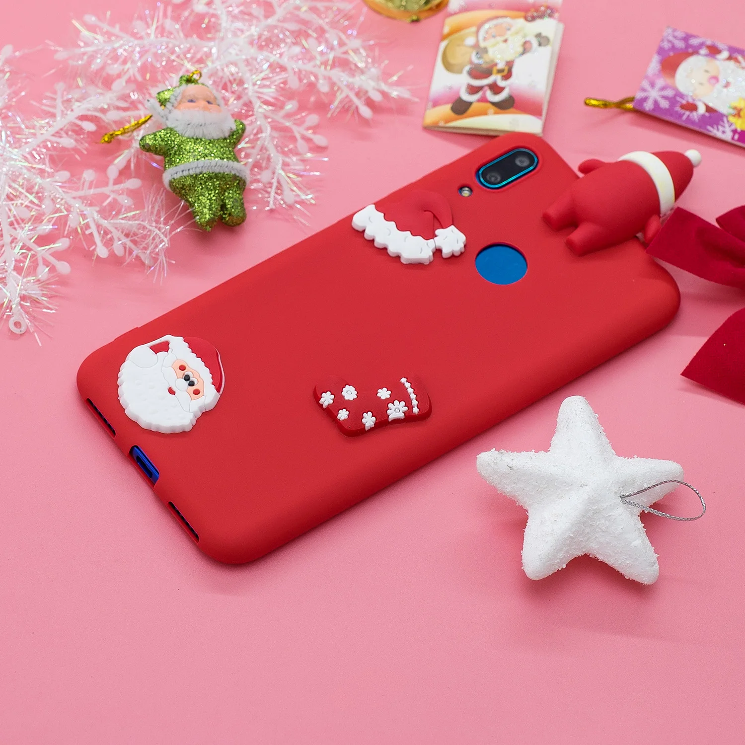 Psmart Мягкий силиконовый чехол для huawei P smart чехол для телефона милый Санта Клаус для huawei Psmart2019 задний Чехол бант
