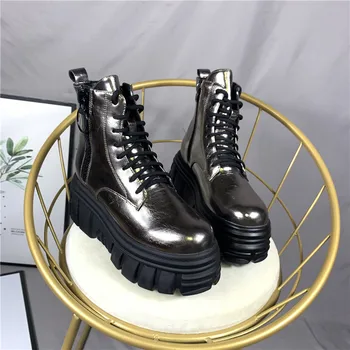 

Women's shoes patent leather leather boost shoes wedge platform platform shoes thick-soled Martin boots short boots women