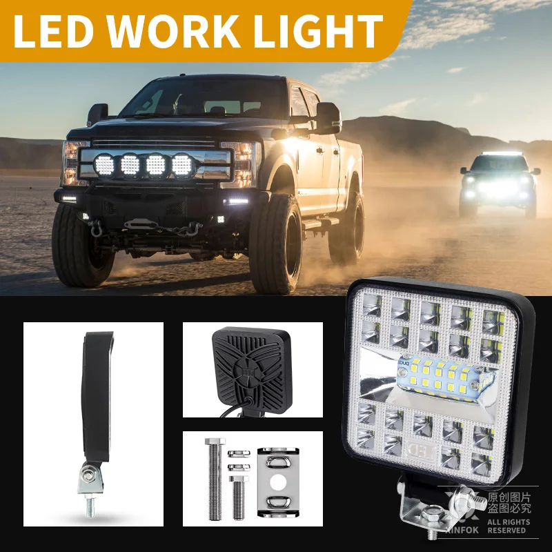Work Light LED Light Bar Car LED Work Flood Spot Combo Light 3030 SMD 87 Watts Bright 6500K DC 12-24 Volts Spotlights Truck 4x4 4WD