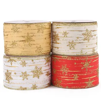 

50 Yards Glitter Sheer Snowflake Ribbon for Wedding Party Christmas Tree Decoration Gift Wrapping DIY Craft