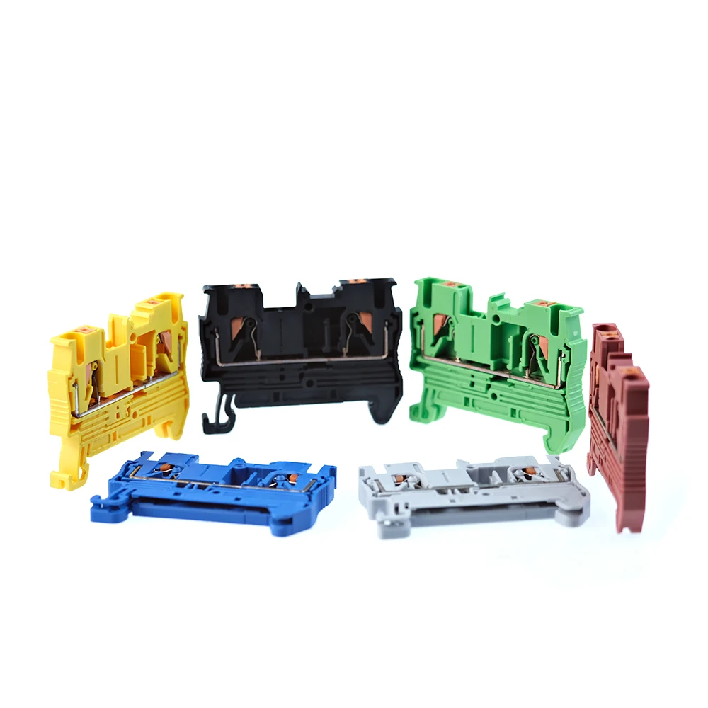 10pcs Din Rail Terminal Block PT-2.5 Push In Terminal Connector Spring Screwless Electrical Wire Conductor Terminal Block PT2.5