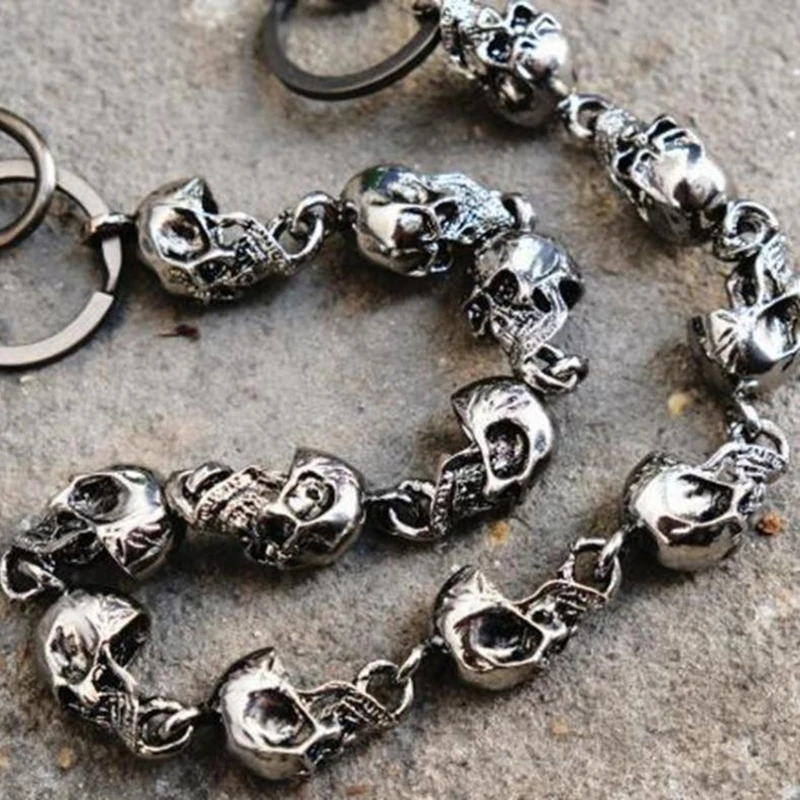 Slim Heavy Waist Chain Skull Wallet Chain for Men Biker Punk Key Chain Fashion Accessory