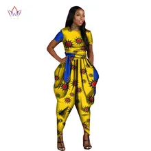 Африканская одежда боди для женщин Базен Riche Комбинезоны для женщин s комбинезон с коротким рукавом Длинные брюки комбинезоны большого размера 6XL WY1712