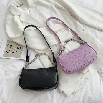 

Chain Small Hobo Bags For Women 2020 Leather Crossbody Bag Solid Color Shoulder Bag Fashion Women Hand bag Mini Clutch Purse
