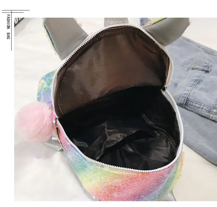 Gold Silver Sequins Unicorn Backpack Fashion Glitter School Book Bag Girls Cute Hologram Laser PU Leather Travel Mochila